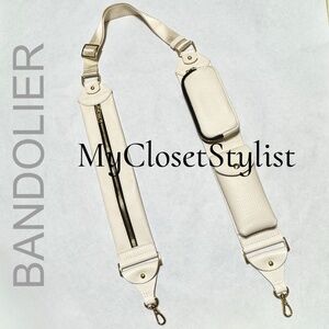 BANDOLIER Billie Crossbody Utility Leather Strap! NEW! NIB Ivory bag Gold unisex